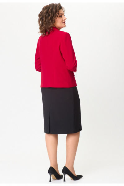 Короткий жакет из текстиля с рельефами и карманами БелЭльСтиль 203-2_83_22 красный - фото 6