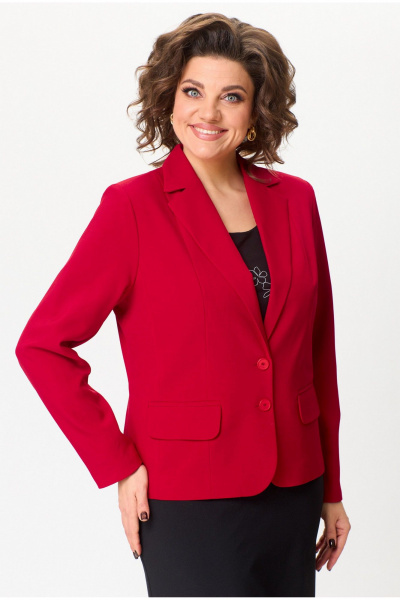 Короткий жакет из текстиля с рельефами и карманами БелЭльСтиль 203-2_83_22 красный - фото 1