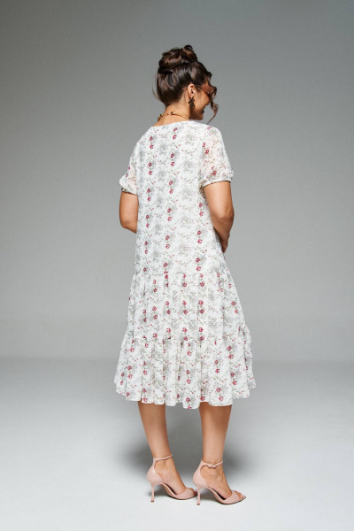 Легкий жакет и платье из текстиля с воланами и рельефами Beautiful&Free 6275 олива+цветы - фото 6