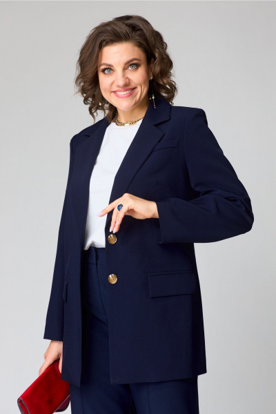 Костюм тройка из костюмной ткани и трикотажа для деловых образов Твой имидж 2078 тёмно-синий - фото 10