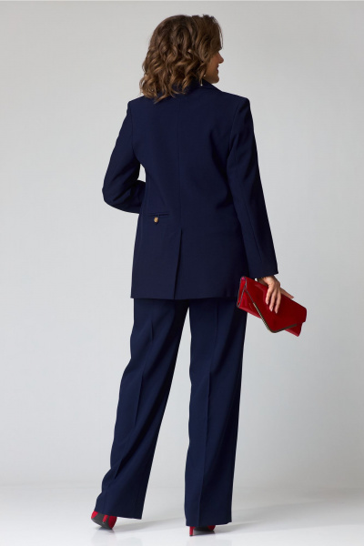 Костюм тройка из костюмной ткани и трикотажа для деловых образов Твой имидж 2078 тёмно-синий - фото 2