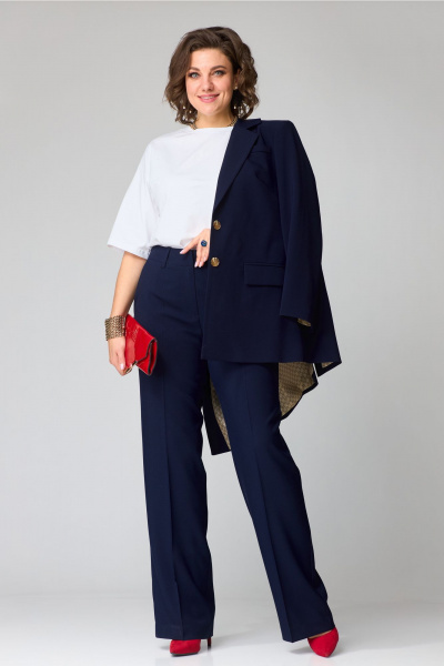 Костюм тройка из костюмной ткани и трикотажа для деловых образов Твой имидж 2078 тёмно-синий - фото 9