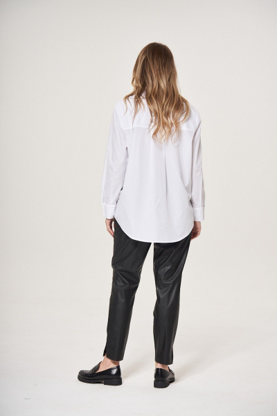 Базовая хлопковая рубашка с асимметричной длиной GRATTO 4253 белый - фото 4