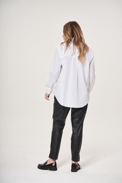 Базовая хлопковая рубашка с асимметричной длиной GRATTO 4253 белый - фото 3