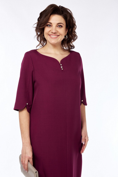 Платье нарядное из плательной ткани с пуговицами и разрезом Jurimex 3218 винный - фото 6