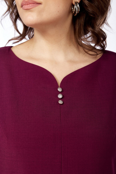 Платье нарядное из плательной ткани с пуговицами и разрезом Jurimex 3218 винный - фото 5