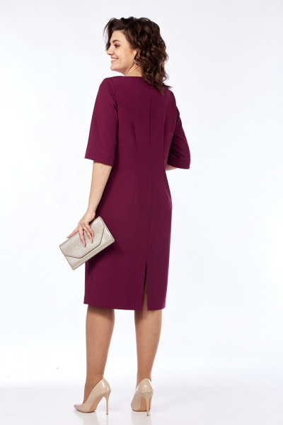 Платье нарядное из плательной ткани с пуговицами и разрезом Jurimex 3218 винный - фото 2