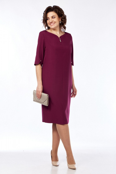 Платье нарядное из плательной ткани с пуговицами и разрезом Jurimex 3218 винный - фото 3