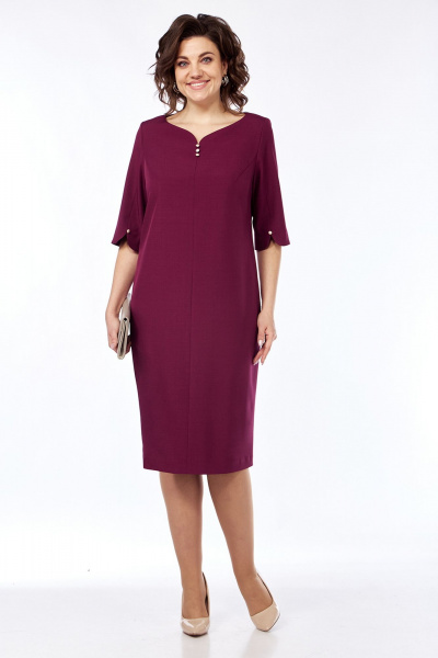 Платье нарядное из плательной ткани с пуговицами и разрезом Jurimex 3218 винный - фото 1