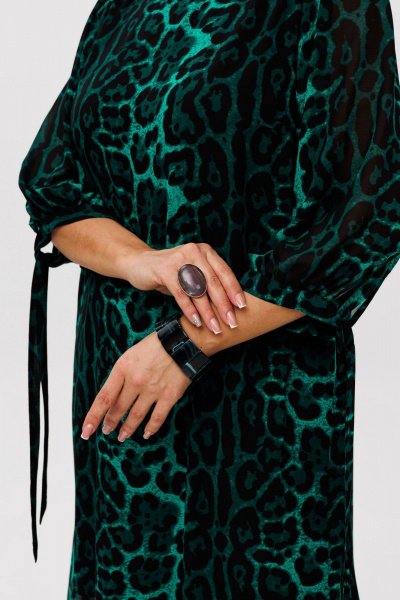 Платье из шифоновых тканей с разрезами и завязками на рукавах Anelli 1463 нефритовая_львица - фото 6
