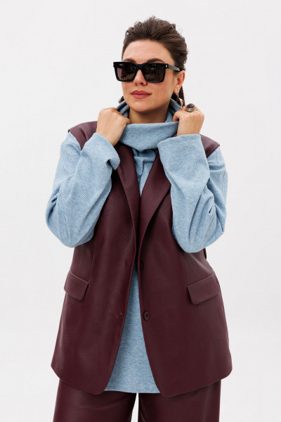 Джемпер свободного кроя из мягкого трикотажа с горлом-хомутом Anelli 1509 северный-ледовитый_океан - фото 9