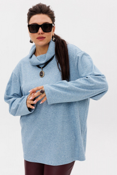 Джемпер свободного кроя из мягкого трикотажа с горлом-хомутом Anelli 1509 северный-ледовитый_океан - фото 7