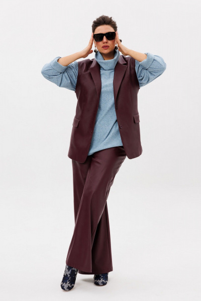 Джемпер свободного кроя из мягкого трикотажа с горлом-хомутом Anelli 1509 северный-ледовитый_океан - фото 6