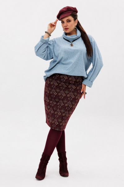 Джемпер свободного кроя из мягкого трикотажа с горлом-хомутом Anelli 1509 северный-ледовитый_океан - фото 4