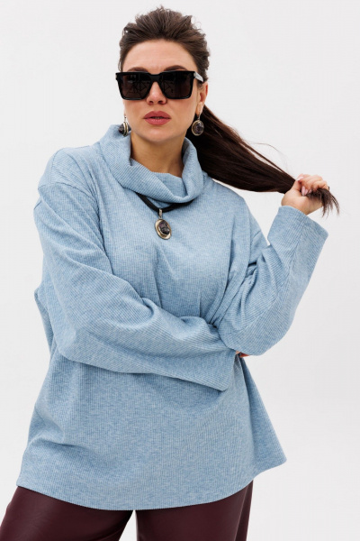 Джемпер свободного кроя из мягкого трикотажа с горлом-хомутом Anelli 1509 северный-ледовитый_океан - фото 3