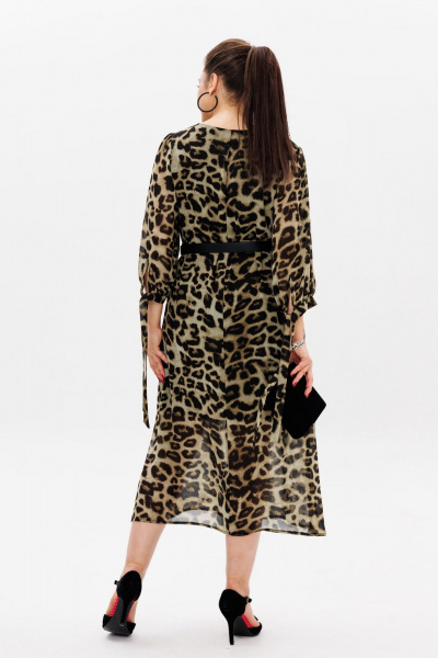 Платье из шифона с принтом и разрезами для особых случаев Anelli 1463 кедровый_леопард - фото 11