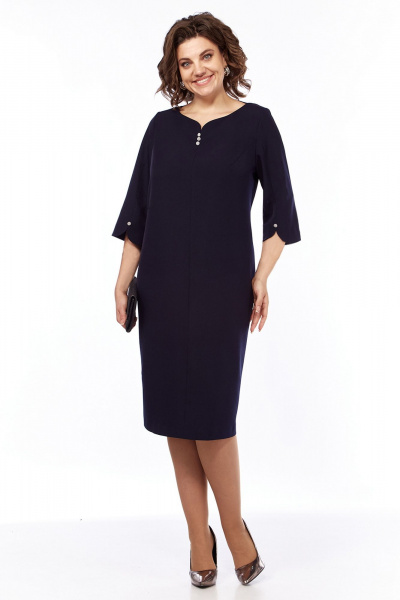 Платье полуприлегающего силуэта из текстиля с пуговицами Jurimex 3218 темно-синий - фото 1