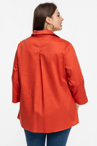 Рубашка прямого кроя на пуговицах с накладными карманами Avila 0991 коралловый - фото 4