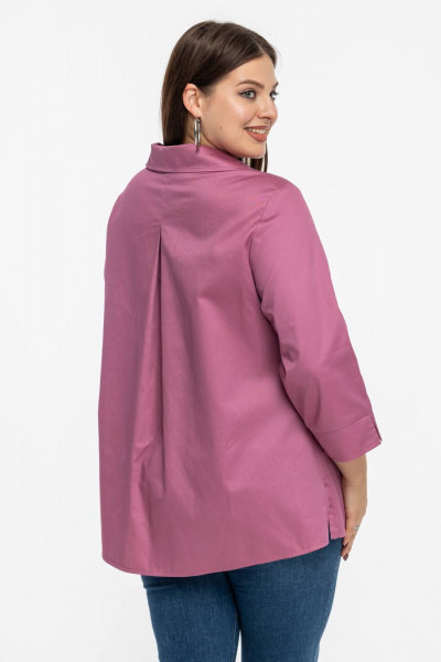 Розовая хлопковая рубашка с накладными карманами Avila 0991 розовый - фото 5