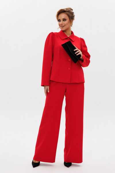 Женский костюм 2-ка из тянущегося текстиля для деловых будней Mubliz 236 красный - фото 9