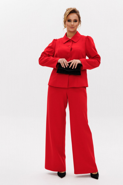 Женский костюм 2-ка из тянущегося текстиля для деловых будней Mubliz 236 красный - фото 8