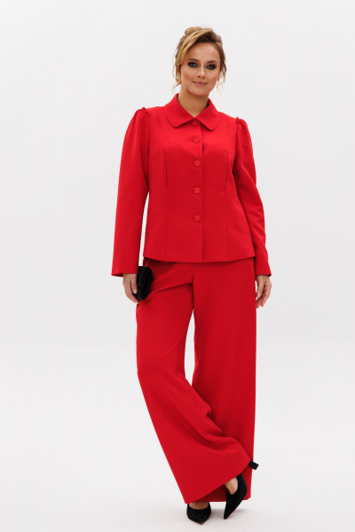 Женский костюм 2-ка из тянущегося текстиля для деловых будней Mubliz 236 красный - фото 7