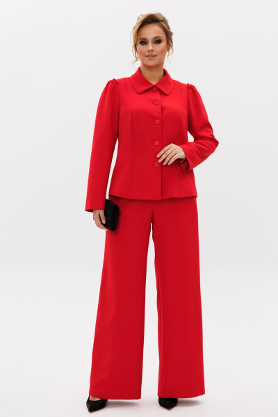 Женский костюм 2-ка из тянущегося текстиля для деловых будней Mubliz 236 красный - фото 1