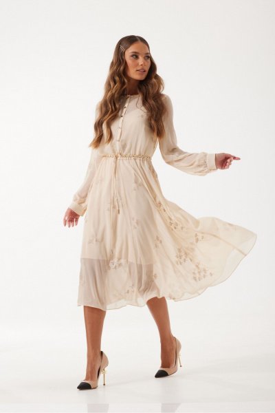 Миди платье из шифона с поясом и застежкой на пуговицах Vesnaletto 4085-2 - фото 7