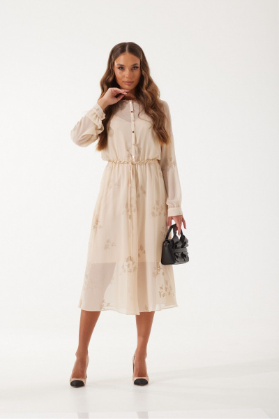 Миди платье из шифона с поясом и застежкой на пуговицах Vesnaletto 4085-2 - фото 6