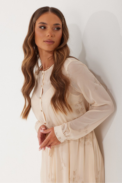 Миди платье из шифона с поясом и застежкой на пуговицах Vesnaletto 4085-2 - фото 5