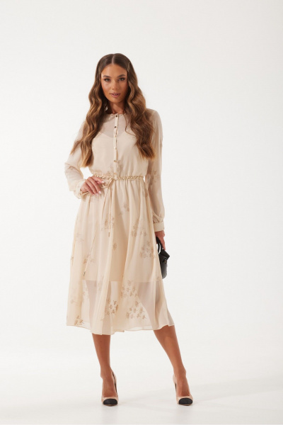 Миди платье из шифона с поясом и застежкой на пуговицах Vesnaletto 4085-2 - фото 1