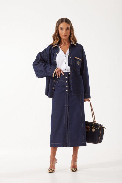 Блуза из джинса с вышивкой и контрастной отделкой Vesnaletto 4089 - фото 12