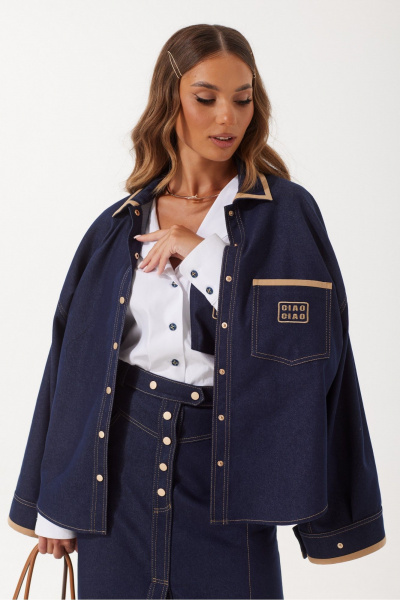 Блуза из джинса с вышивкой и контрастной отделкой Vesnaletto 4089 - фото 11