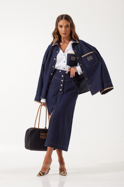 Блуза из джинса с вышивкой и контрастной отделкой Vesnaletto 4089 - фото 9