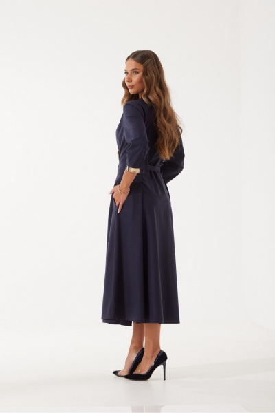 Платье на запах с складками и съемным ремнем из текстиля Vesnaletto 4101-1 - фото 7