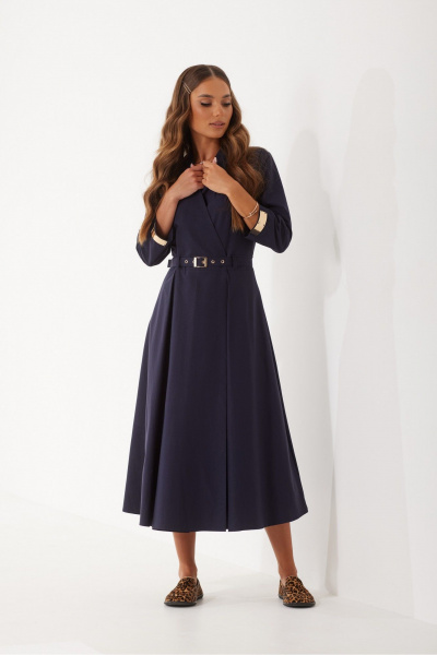 Платье на запах с складками и съемным ремнем из текстиля Vesnaletto 4101-1 - фото 2