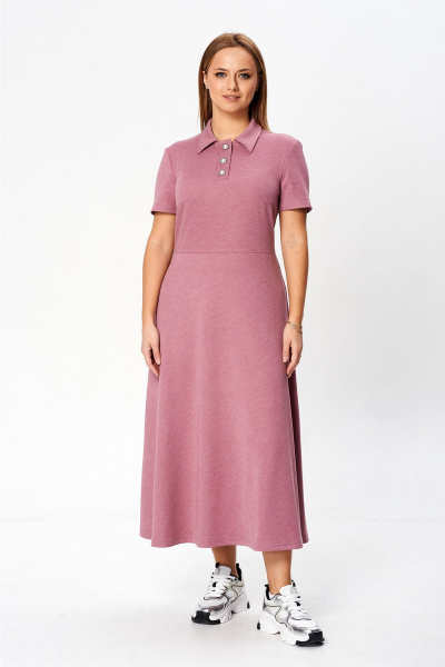 Трикотажное приталенное платье с нагрудными вытачками Liona Style 929 розовый - фото 5