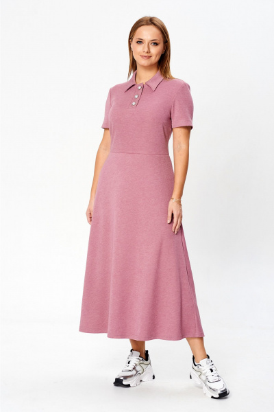 Трикотажное приталенное платье с нагрудными вытачками Liona Style 929 розовый - фото 4