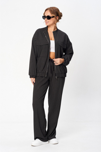 Деловой костюм из полосчатого текстиля с жакетом и брюками Liona Style 927 - фото 5