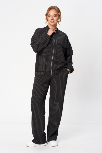 Деловой костюм из полосчатого текстиля с жакетом и брюками Liona Style 927 - фото 3
