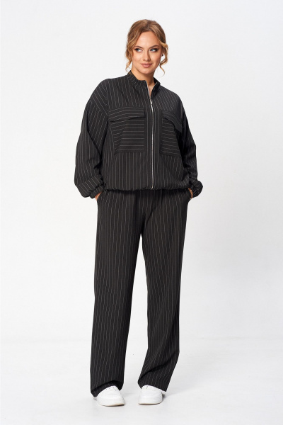 Деловой костюм из полосчатого текстиля с жакетом и брюками Liona Style 927 - фото 1