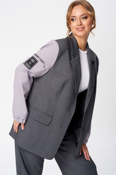 Костюм 2-ка из текстиля с прямым жакетом и брюками Liona Style 926 - фото 3