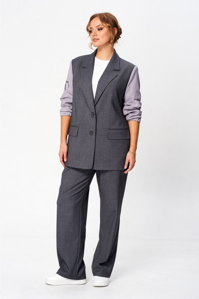 Костюм 2-ка из текстиля с прямым жакетом и брюками Liona Style 926 - фото 1