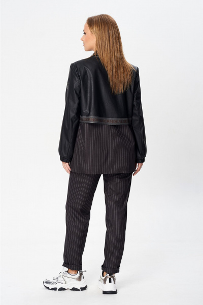 Костюм 2-ка из текстиля и эко-кожи с зауженными брюками Liona Style 925 - фото 2