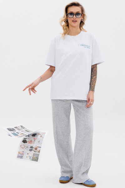 Белая оверсайз футболка с контрастной печатью GO F1001a/01-01. 164-170 - фото 3