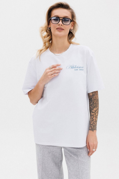 Белая оверсайз футболка с контрастной печатью GO F1001a/01-01. 164-170 - фото 1