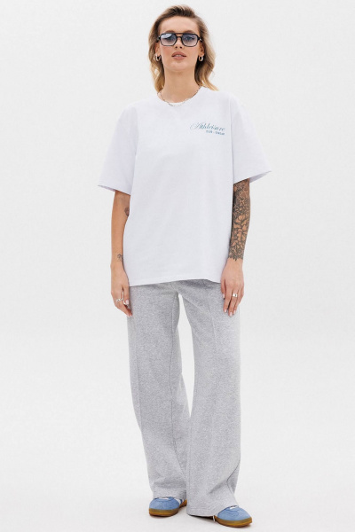 Белая оверсайз футболка с контрастной печатью GO F1001a/01-01. 164-170 - фото 2