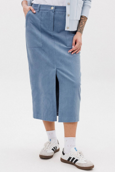 Юбка миди из вельвета с разрезом и карманами GO F2107/29-1413. 170-176 - фото 1