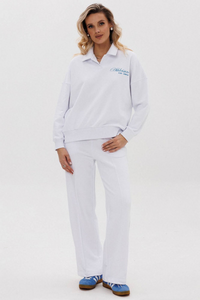 Бежевый костюм из трикотажа с воротником и стрелками GO F3075a/01-01. 164-170 - фото 5