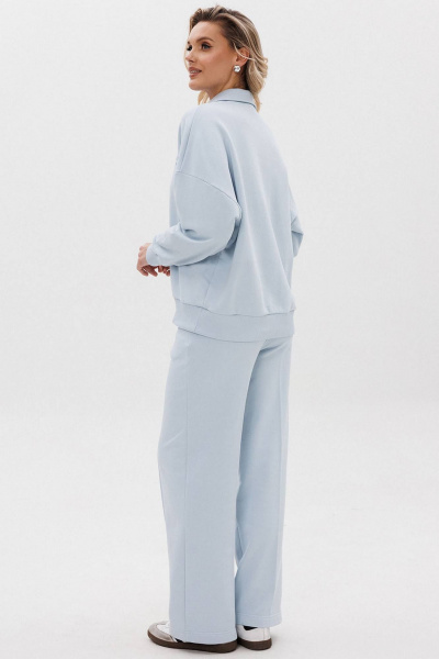 Голубой костюм из трикотажа с воротником и стрелками GO F3075a/29-1413. 164-170 - фото 2